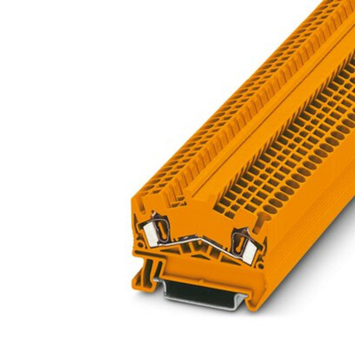 Phoenix Contact STS 2.5 OG Series Orange Feed Through Terminal Block, 2.5mm², 1-Level, Spring Cage Termination