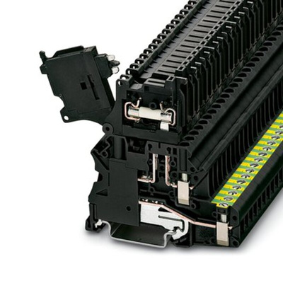 Phoenix Contact UT 4-PE/HESILED 24(5X20) Series Black Modular Terminal Block, 1mm², 1-Level, Screw Termination