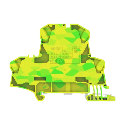 1SNK Series Green, Yellow Terminal Block, 4mm², 2-Level, Push In Termination