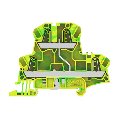 1SNK Series Green, Yellow Terminal Block, 4mm², 2-Level, Push In Termination