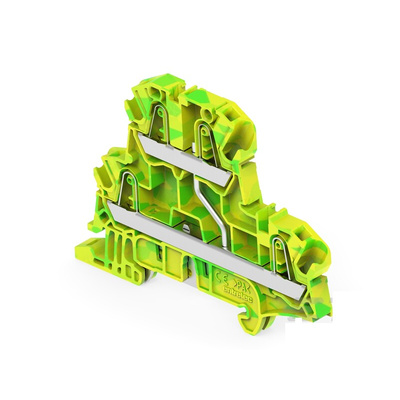 1SNK Series Green, Yellow Terminal Block, 4mm², 2-Level, Push In Termination