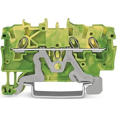 Wago TOPJOB S Series Green, Yellow DIN Rail Terminal Block, 1mm², 1-Level, Push-In Cage Clamp Termination, ATEX, EAC