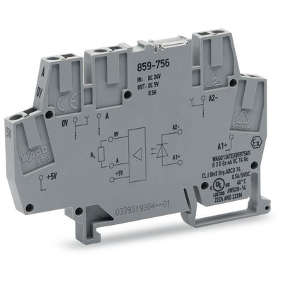 Wago 859 Series Grey Optocoupler Terminal Block, 2.5mm², Cage Clamp Termination