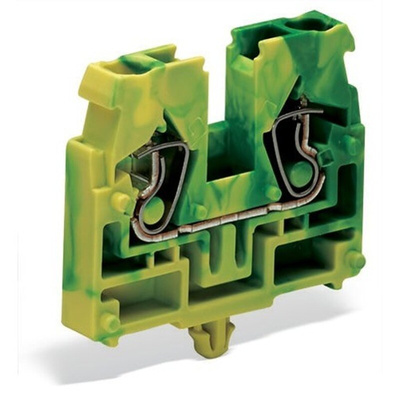 Wago 869 Series Green, Yellow Terminal Block, 2.5mm², 1-Level, Cage Clamp Termination