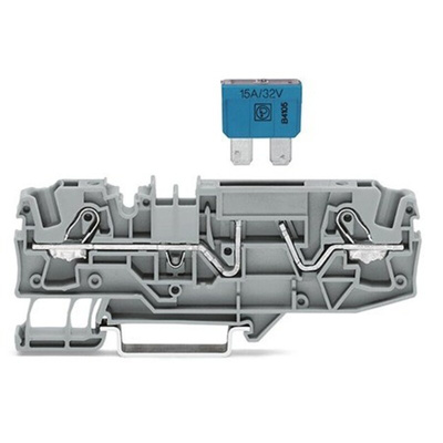 Wago 22 (TOPJOB S) Series Grey Fuse Terminal Block, 6mm², 1-Level, Push In Spring Termination, CSA