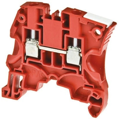 Entrelec ZS10 Series Red Feed Through Terminal Block, Single-Level, Screw Termination, ATEX