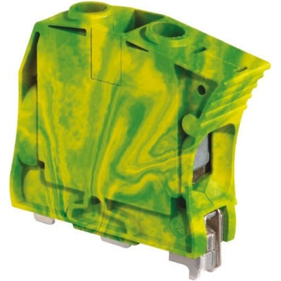 Entrelec ZS35 Series Green/Yellow Earth Terminal Block, 35mm², Screw Termination, ATEX