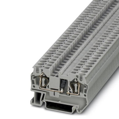 Phoenix Contact ST 4-DIO 1N 5408/L-R Series Grey DIN Rail Terminal Block, Single-Level, Spring Clamp Termination