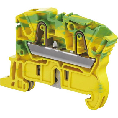 Entrelec ZK4 Series Green, Yellow Standard Din Rail Terminal, 4mm², Single-Level, Spring Clamp Termination