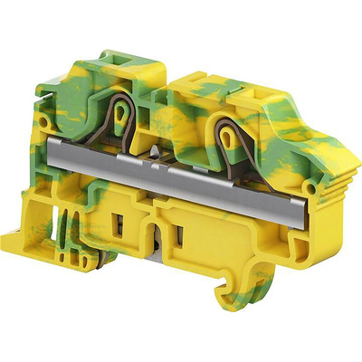 Entrelec ZK10 Series Green, Yellow Standard Din Rail Terminal, 10mm², Single-Level, Spring Clamp Termination