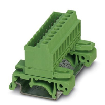 Phoenix Contact UMSTBVK 2.5/21-G-5.08 Series Green DIN Rail Terminal Block, Screw Termination