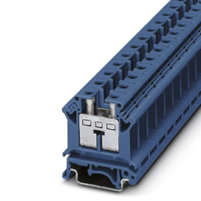 Phoenix Contact UIK 16 BU Series Blue Din Rail Terminal, Single-Level, Screw Termination