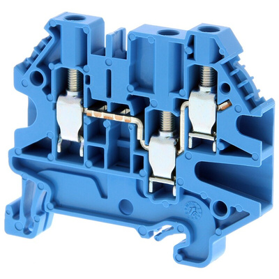 Omron XW5T Series Blue DIN Rail Terminal Block, 4mm², Single-Level, Screw Termination