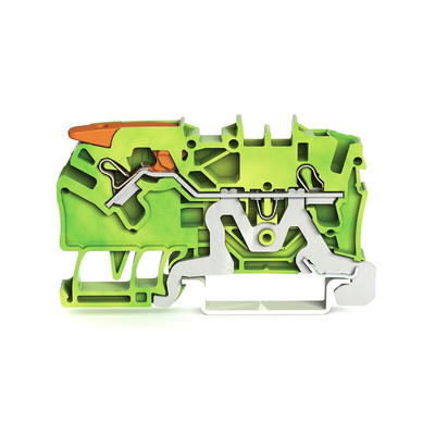 Wago TOPJOB S, 2102 Series Green/Yellow Earth Terminal Block, 2.5mm², Single-Level, Push-In Cage Clamp Termination,