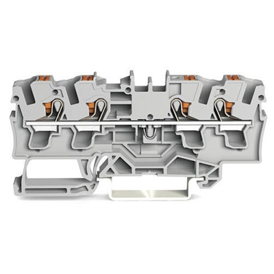 Wago TOPJOB S, 2204 Series Grey Feed Through Terminal Block, 4mm², Single-Level, Push-In Cage Clamp Termination, ATEX,