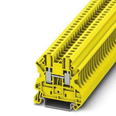 Phoenix Contact UT 4 Series Yellow Feed Through Terminal Block, 0.14 → 6mm², Screw Termination, ATEX, IECEx