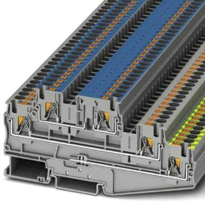 Phoenix Contact Grey DIN Rail Terminal Block, 6mm², Push In Termination