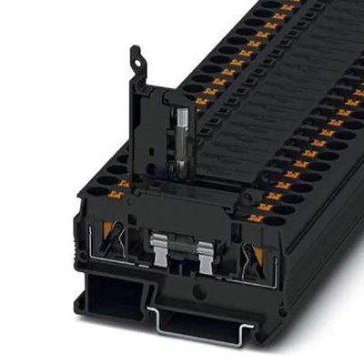 Phoenix Contact PTC 4 Series Black Fused DIN Rail Terminal, 6mm², Single-Level