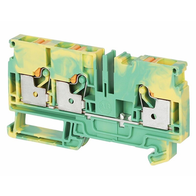 Rockwell Automation 1492-P Series Green/Yellow Feed Through Terminal Block