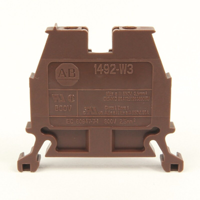 Rockwell Automation 1492-W Series Black Feed Through Terminal Block, Screw Termination