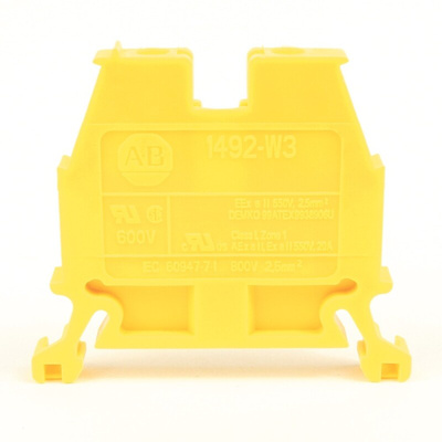 Rockwell Automation 1492-W Series Yellow Feed Through Terminal Block, Screw Termination