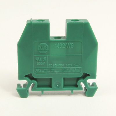 Rockwell Automation 1492-W Series Green Feed Through Terminal Block, Screw Termination