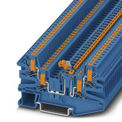 Phoenix Contact PTV Series Blue Knife Disconnect Terminal Block, Push In Termination