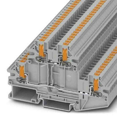 Phoenix Contact PTV Series Grey Double Level Terminal Block, Push In Termination