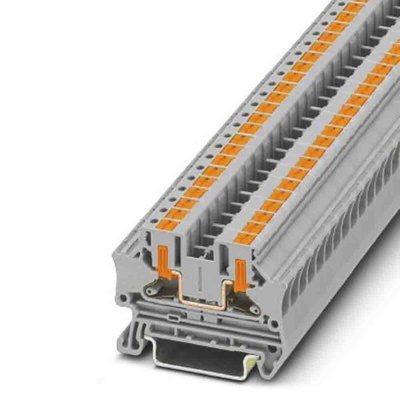 Phoenix Contact PTV Series Grey Feed Through Terminal Block, Push In Termination