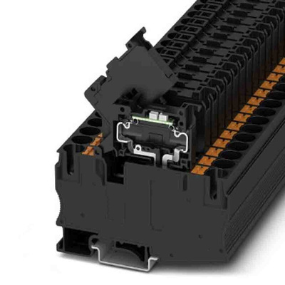 Phoenix Contact PT 10 Series Black Fused DIN Rail Terminal, Push In Termination, Fused