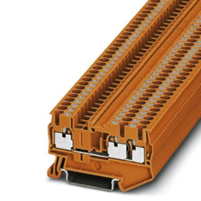 Phoenix Contact PT 2.5-TWIN OG Series Orange Component Terminal Block, 4mm², Push In Termination, ATEX, IECEx