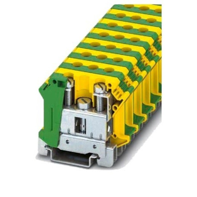 Siemens 8WH1201 Series Green/Yellow DIN Rail Terminal Block, Single-Level, Screw Termination