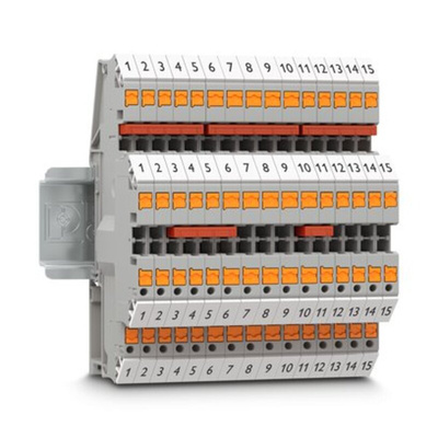 Phoenix Contact PTTBV Series Grey DIN Rail Terminal Block, 4mm², Double-Level, Push In Termination