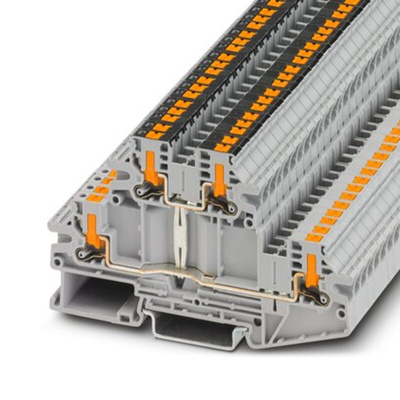 Phoenix Contact PTTBV Series Grey DIN Rail Terminal Block, 4mm², Double-Level, Push In Termination