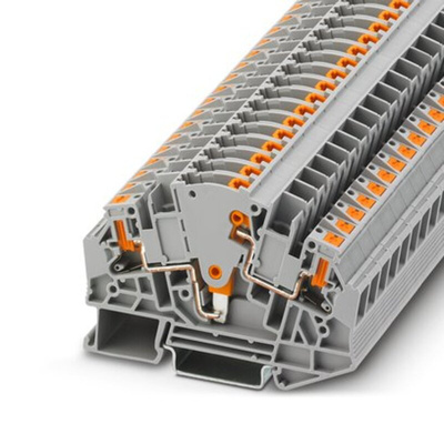 Phoenix Contact PTVME Series Grey Test Disconnect Terminal Block, Single-Level, Push In Termination