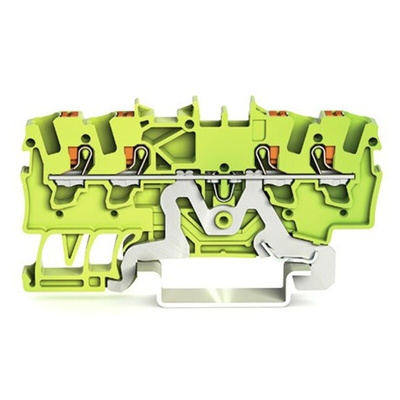 Wago TOPJOB S, 2201 Series Green/Yellow Earth Terminal Block, 1.5mm², Single-Level, Push-In Cage Clamp Termination,