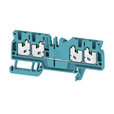 Weidmuller AS4C 2.5 BL Series Blue Feed Through Terminal Block, 1-Level, Snap On Termination