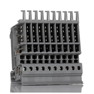 Phoenix Contact 8-0, 8), VBSTB 4-FS (6-2 Series Grey Feed Through Terminal Block, 2.5mm², 1-Level, Screw Termination
