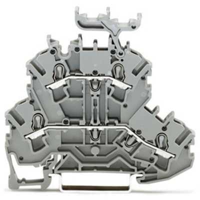 Wago TOPJOB S, 2002 Series Grey Feed Through Terminal Block, 2.5mm², Double-Level, Push-In Cage Clamp Termination,