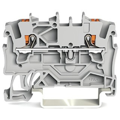 Wago TOPJOB S, 2201 Series Grey Feed Through Terminal Block, 1.5mm², Single-Level, Push-In Cage Clamp Termination,