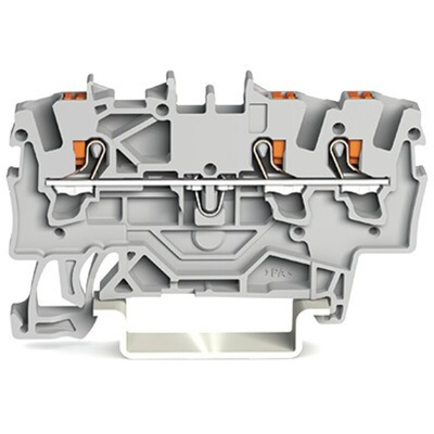 Wago TOPJOB S, 2201 Series Grey Feed Through Terminal Block, 1.5mm², Single-Level, Push-In Cage Clamp Termination,