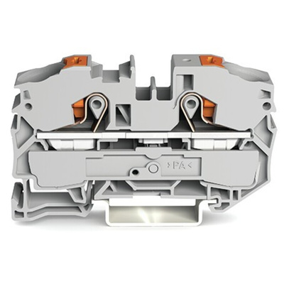 Wago TOPJOB S, 2216 Series Grey Feed Through Terminal Block, 16mm², Single-Level, Push-In Cage Clamp Termination, ATEX,
