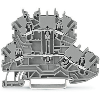 Wago TOPJOB S, 2000 Series Grey DIN Rail Terminal Block, 1mm², Double-Level, Push-In Cage Clamp Termination, ATEX, IECEx