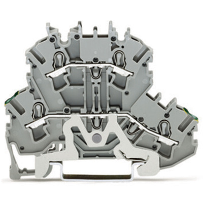 Wago TOPJOB S, 2002 Series Grey Feed Through Terminal Block, 2.5mm², Double-Level, Push-In Cage Clamp Termination,