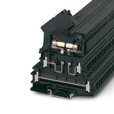 Phoenix Contact UKK 5-HESILA 250(6.3X32) Series Black Modular Terminal Block, 1.5mm², 1-Level, Screw Termination
