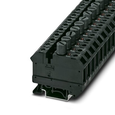 Phoenix Contact UK 10-DREHSILED 12(5X20) Series Black Modular Terminal Block, 16mm², 1-Level, Screw Termination