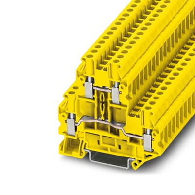 Phoenix Contact UTTB 4 YE Series Yellow Feed Through Terminal Block, 4mm², Double-Level, Screw Termination