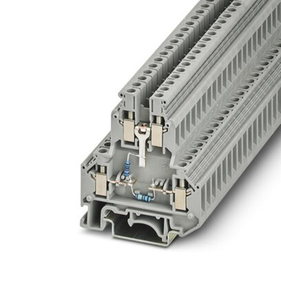 Phoenix Contact UKK 5-2R/1K4/UL-UR/10K/O-UL Series Grey Component Terminal Block, 4mm², 2-Level, Screw Termination