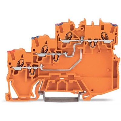 Wago TOPJOB S Series Orange DIN Rail Terminal Block, 1mm², 3-Level, Push-In Cage Clamp Termination
