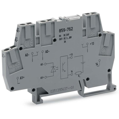 Wago 859 Series Grey Optocoupler Terminal Block, 2.5mm², Cage Clamp Termination